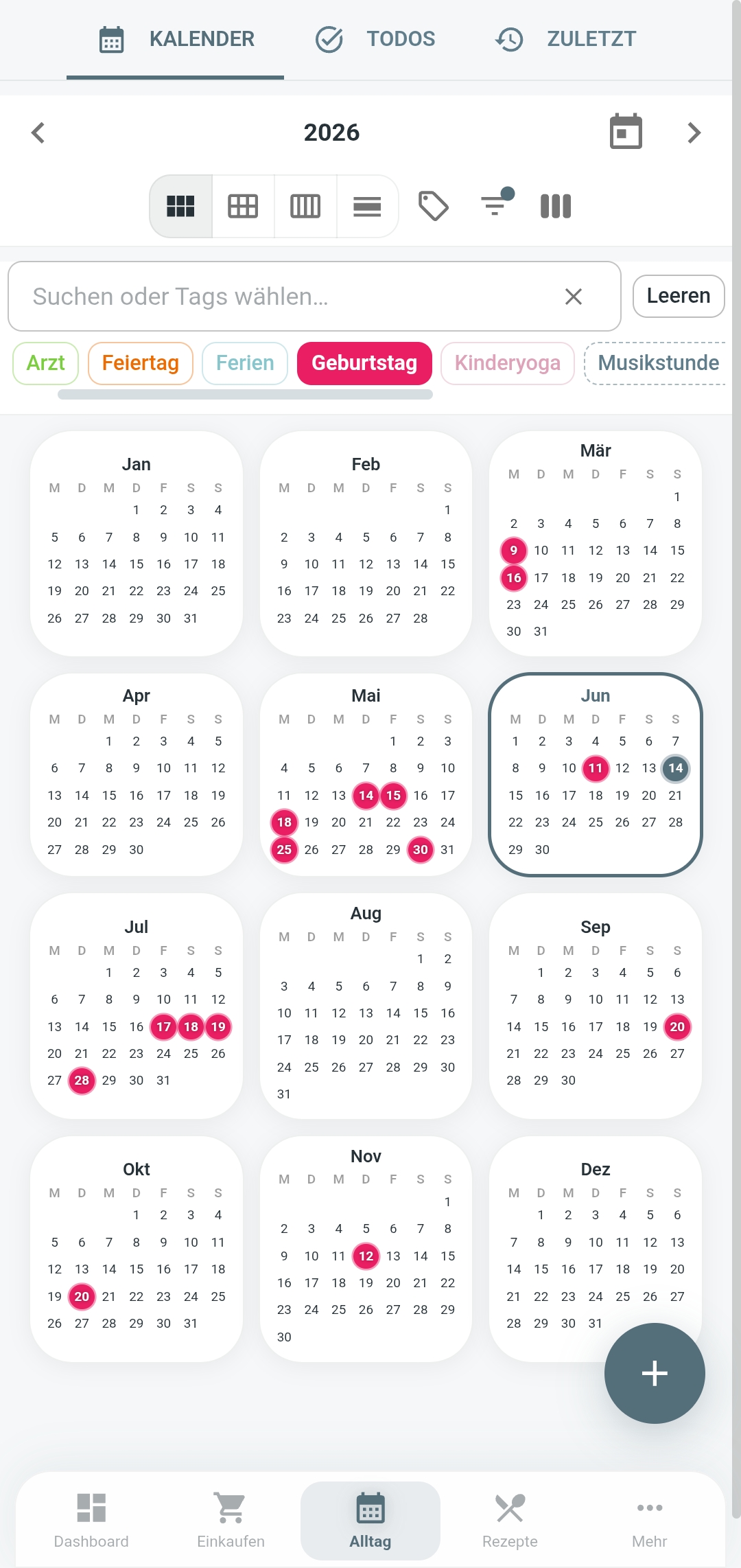 Familienkalender in Familea