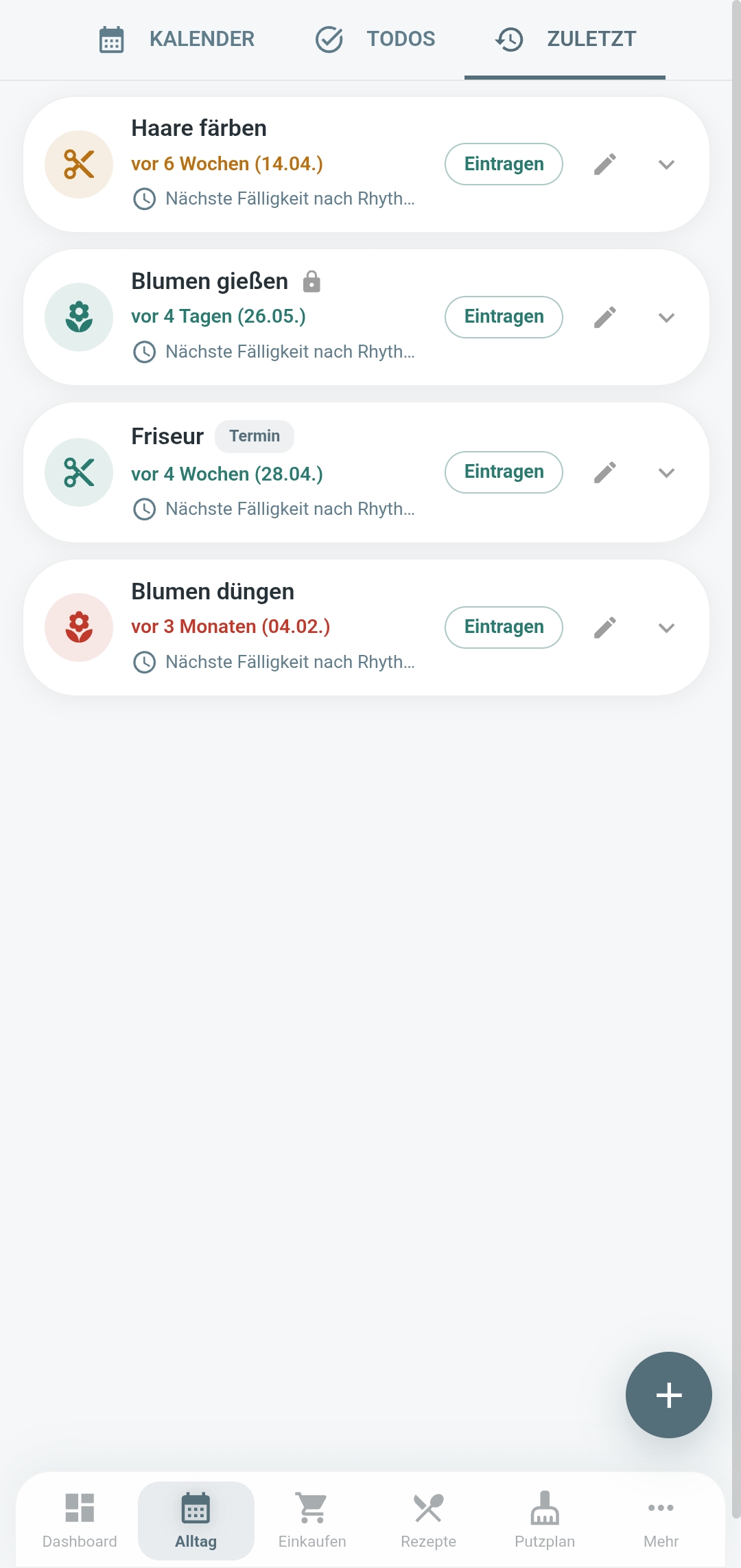 Zuletzt-Tracker in Familea
