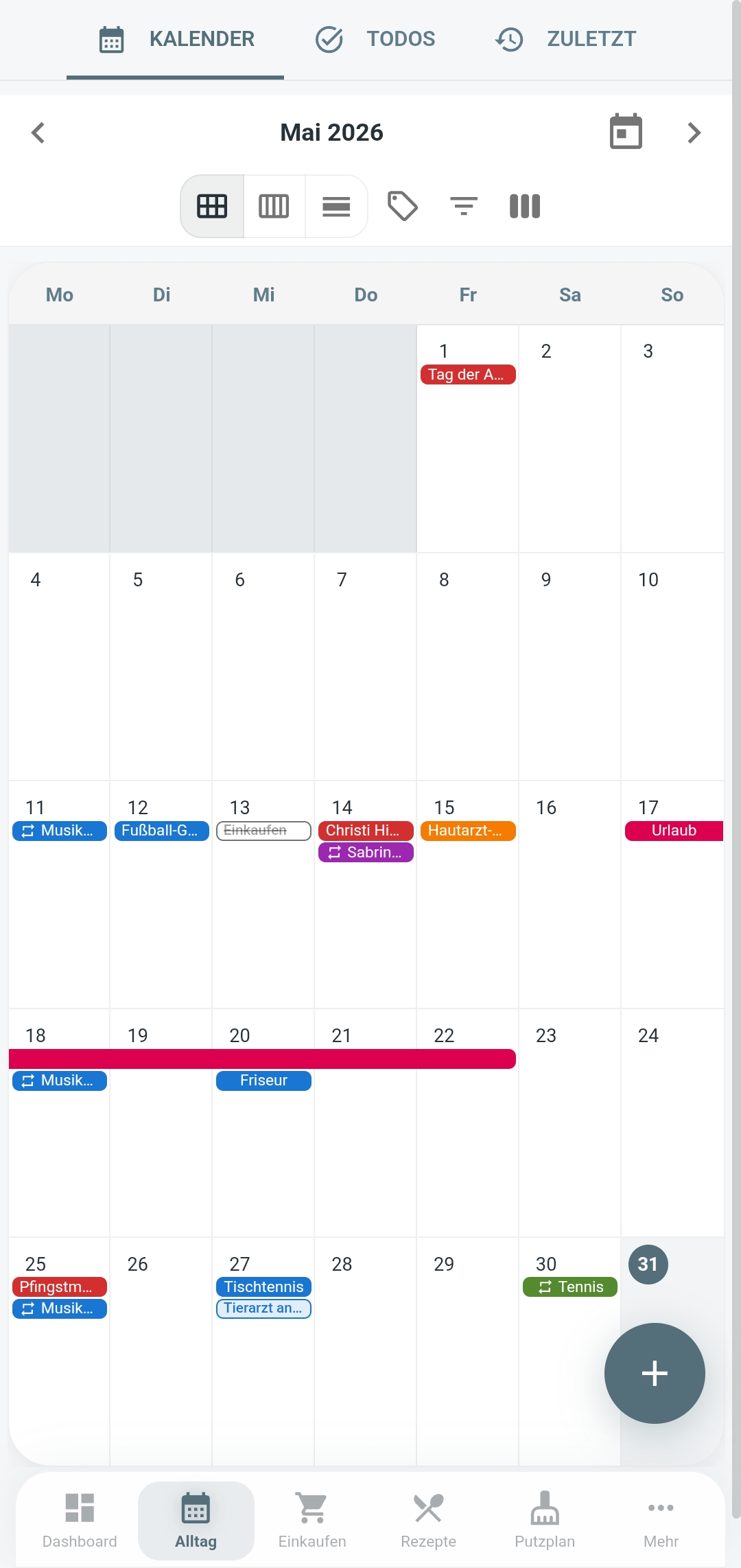 Familienkalender in Familea