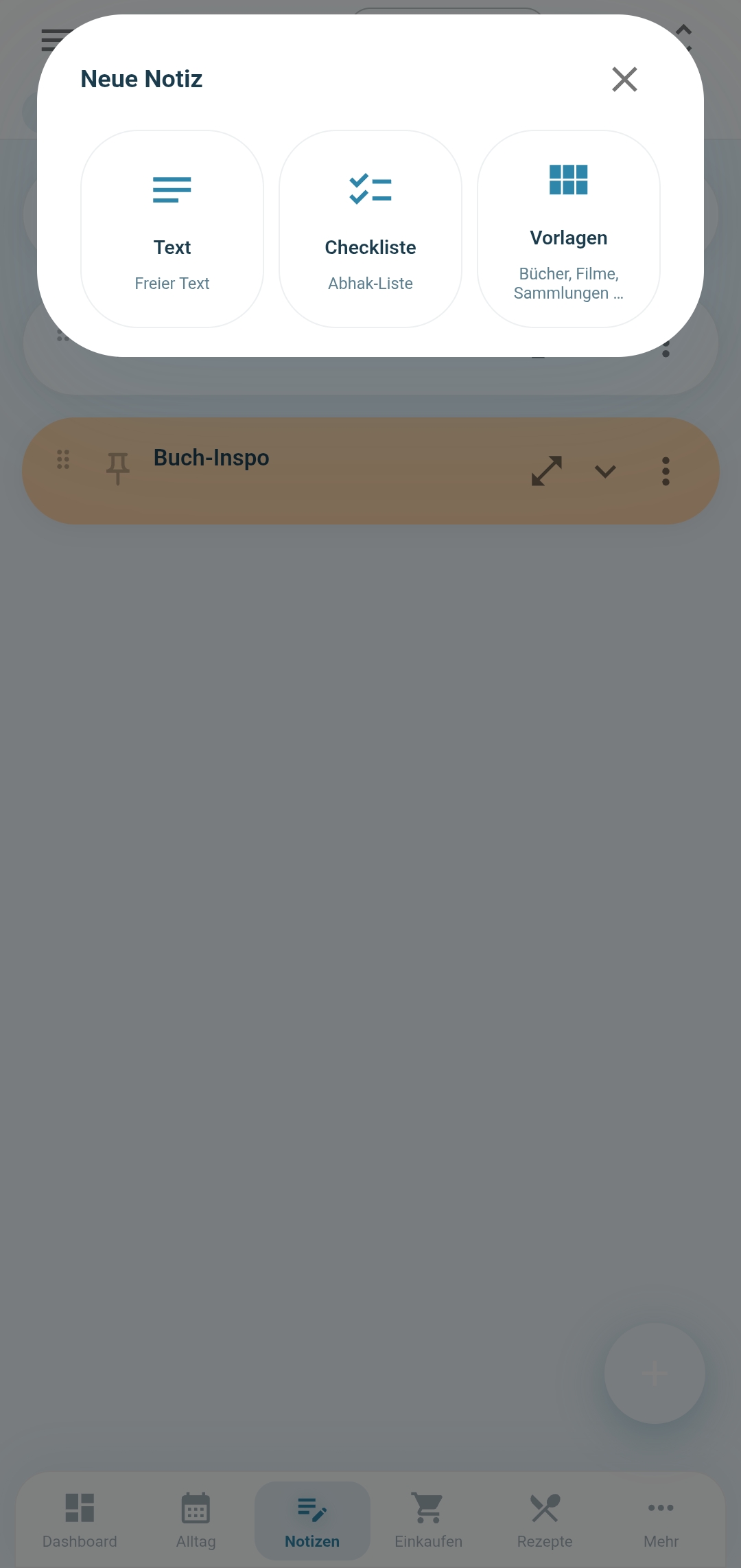 Neue Notiz anlegen: Text, Checkliste oder Vorlage