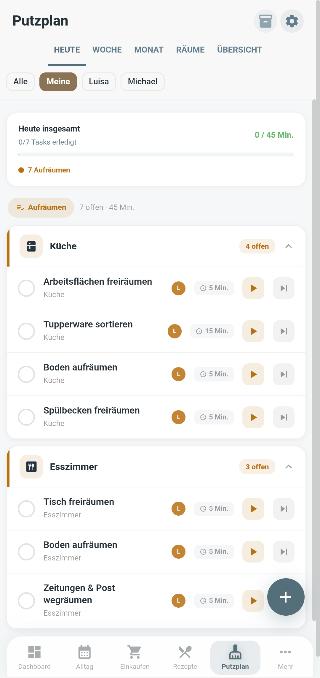 Putzplan in Familea
