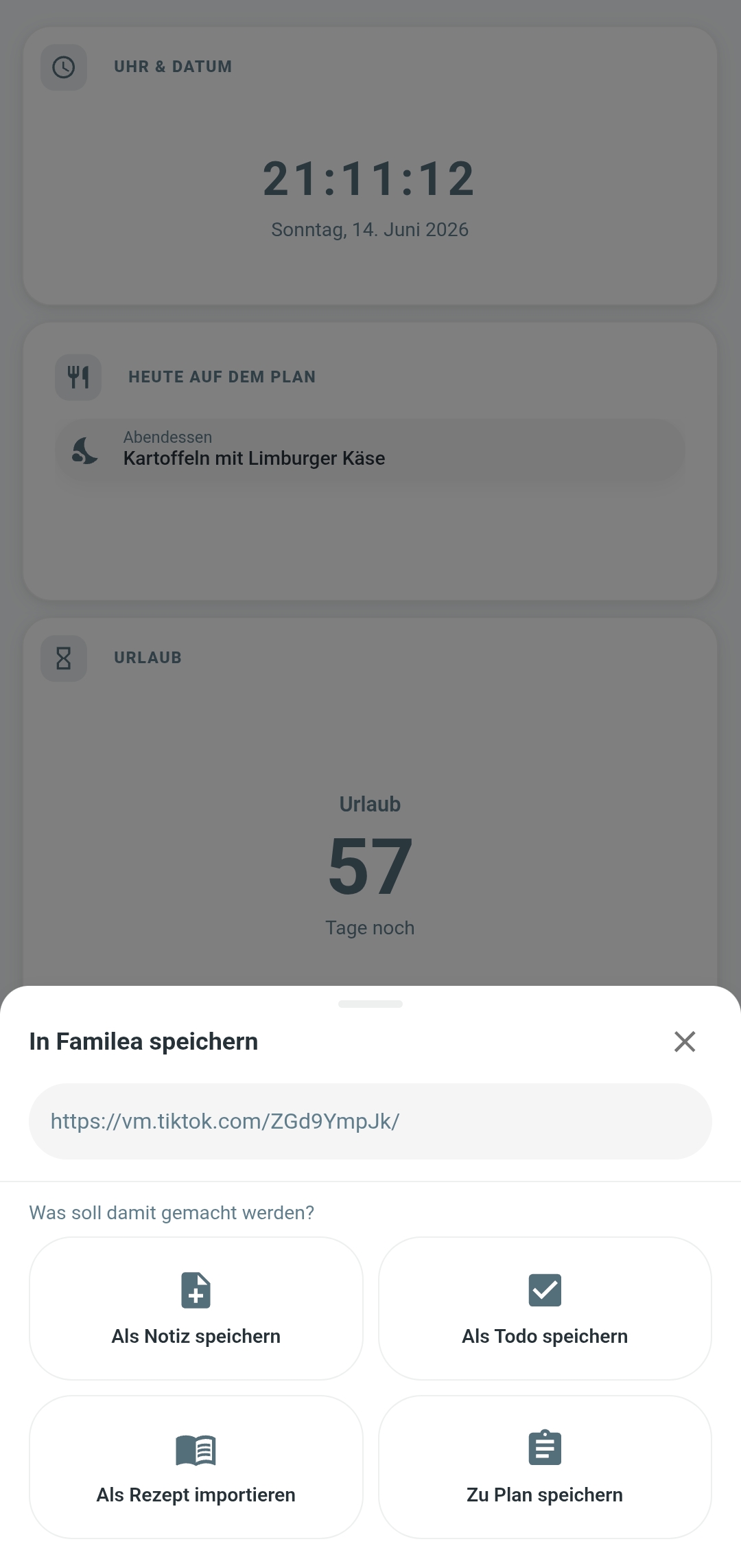 Familea Share-Target: Inhalt aus anderen Apps speichern