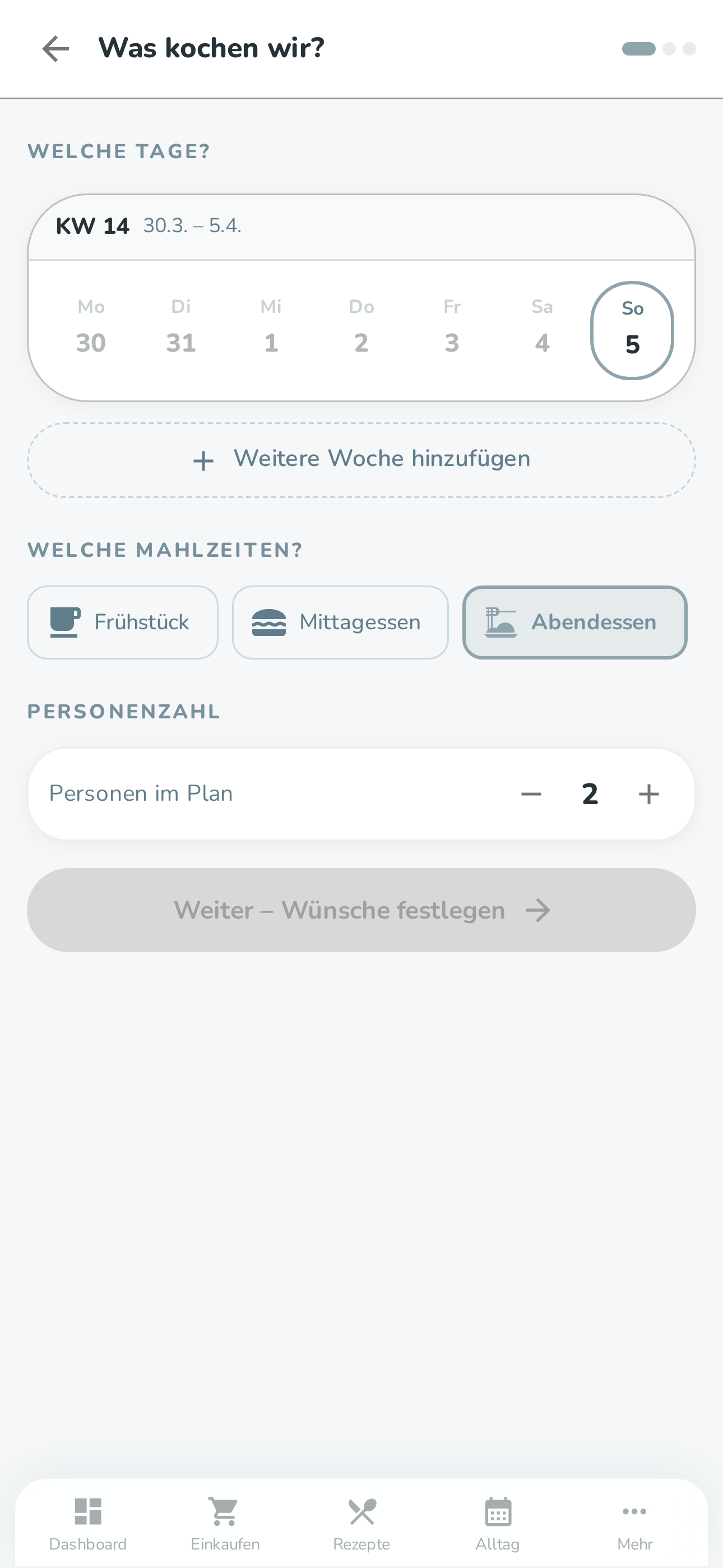 Was kochen wir – Wochenplan in der Familea App